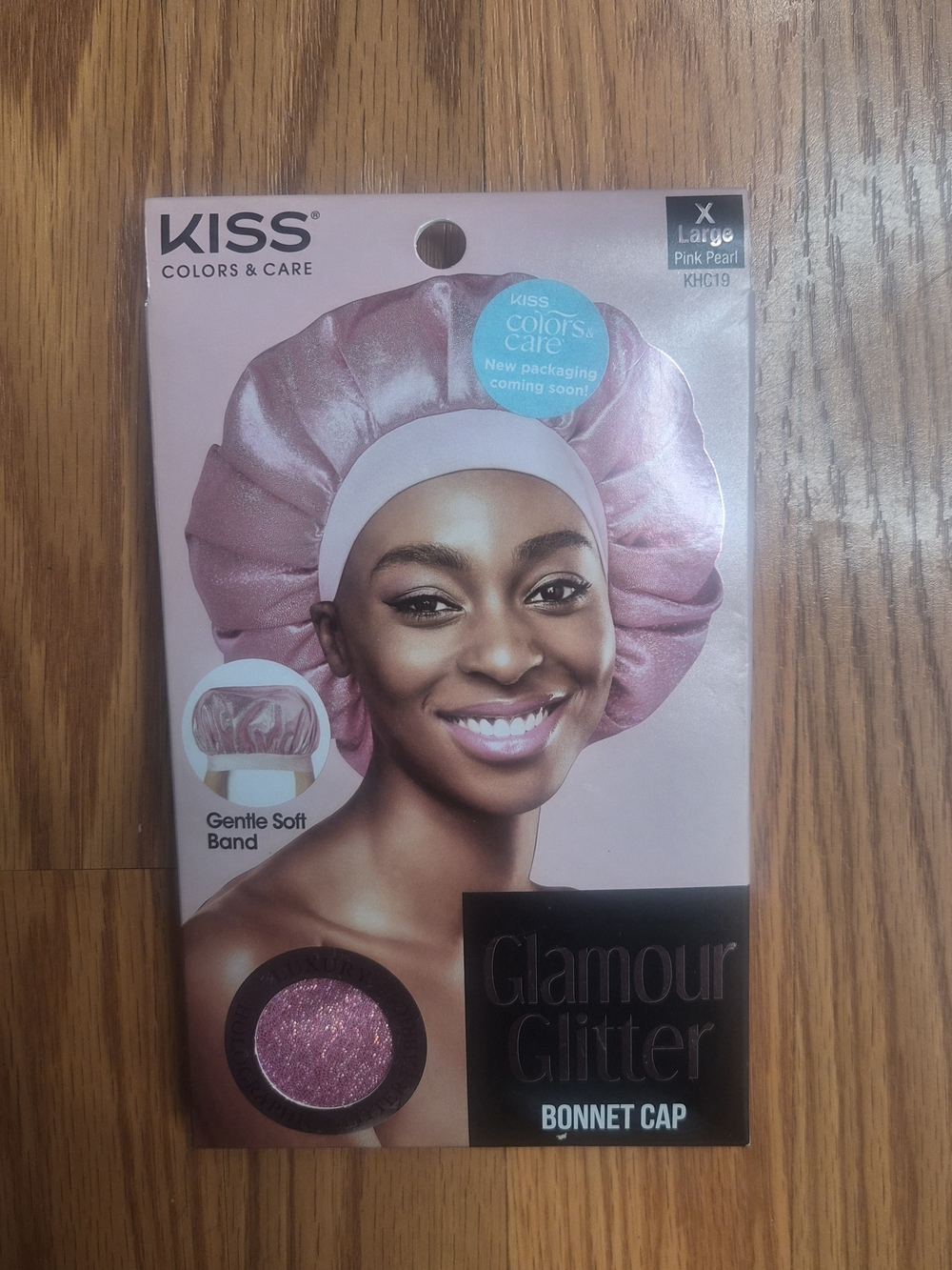 KISS Glamour Glitter Bonnet Cap Pink Pearl XL Satin Sleep Cap